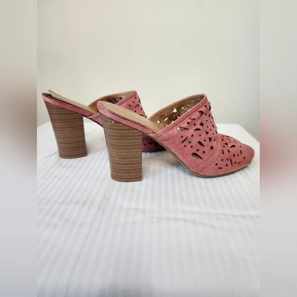American Eagle Cutout Suede Open Toe Mules Pink Size‎ 7.5 - Picture 4 of 8